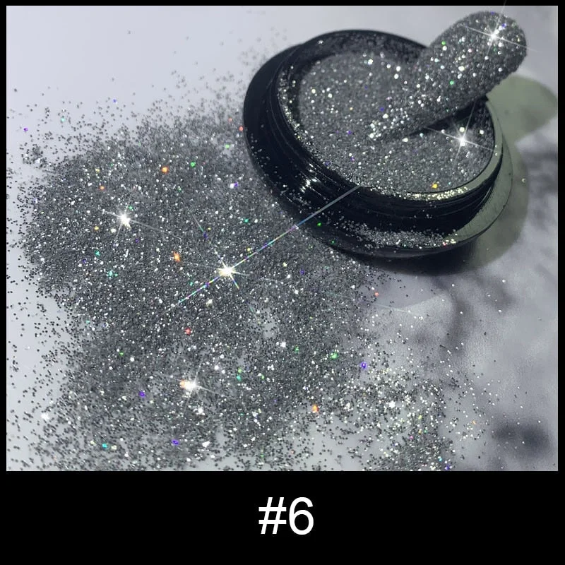 1Box Gray Gradient Shiny Nail Glitter Powder iridescent Sparkly Nail Art Chrome Pigment Silver DIY Nail Art Decoration