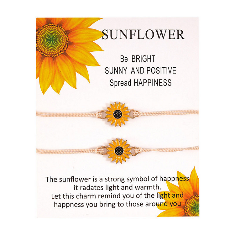 Mayoulove Sunflower Bracelet Set with Card, Jewelry Set with Cards-Mayoulove