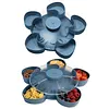 Divided Spinning Snack Serving Tray 5-Compartment Rotating Round Snackle Box Container with Lid for Chips and Dip Nut Candy Fruit Party Picnic