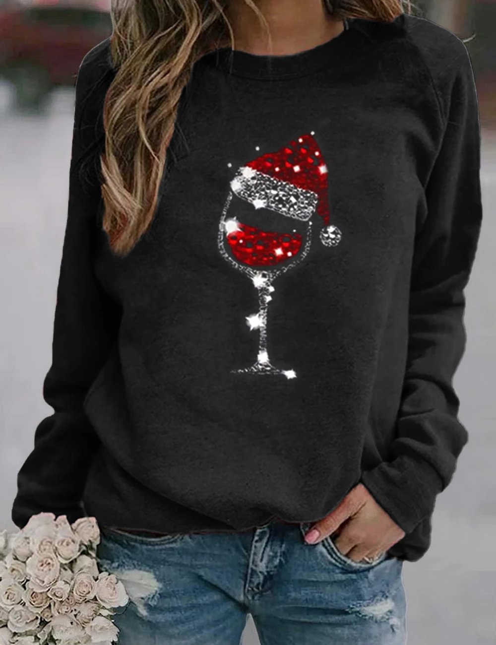 Wine Christmas Hat Sweatshirt
