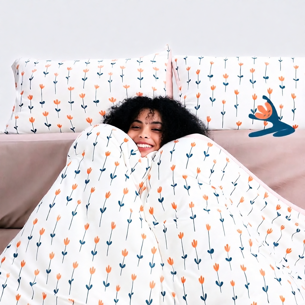 Marshmallow Four-Piece Bedding Set with Floral Pattern for Cozy Sleep