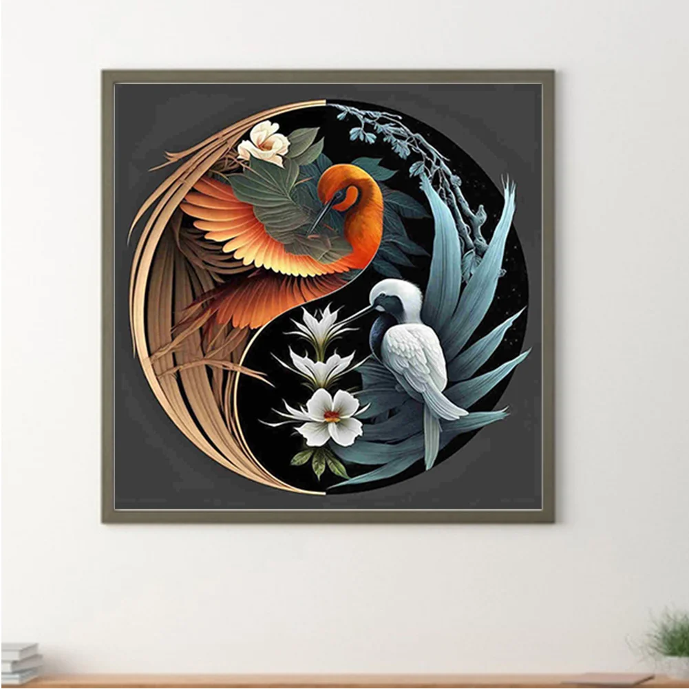 5D DIY Full Square Drill Diamond Painting Yin Yang Symbol Bird Decor (ZQA229)