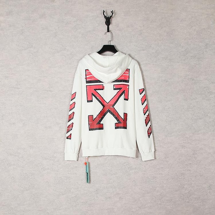 Off White Zipper Hoodie Autumn and Winter Off Color Gradient Arrow Cardigan Zipper Hooded Sweater