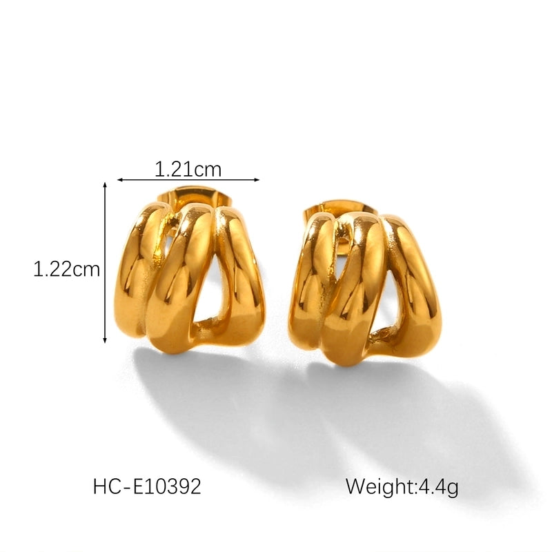 1 Pair IG Style Casual Geometric 304 Stainless Steel Titanium Steel 18K Gold Plated Ear Studs