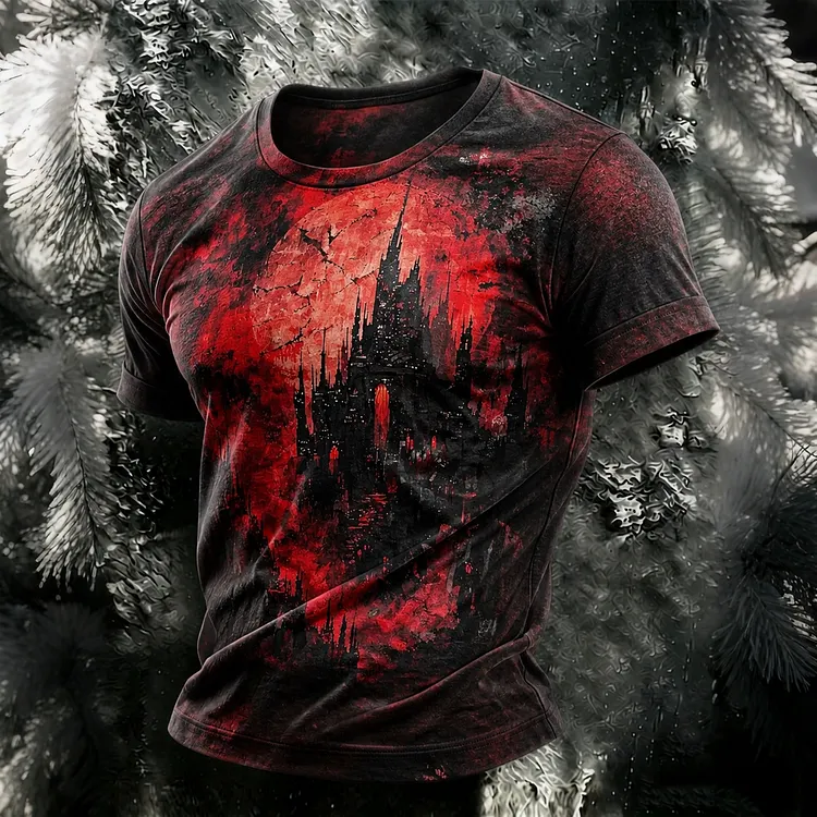 Men's Halloween Abstract Art Print Short Sleeve T-shirt