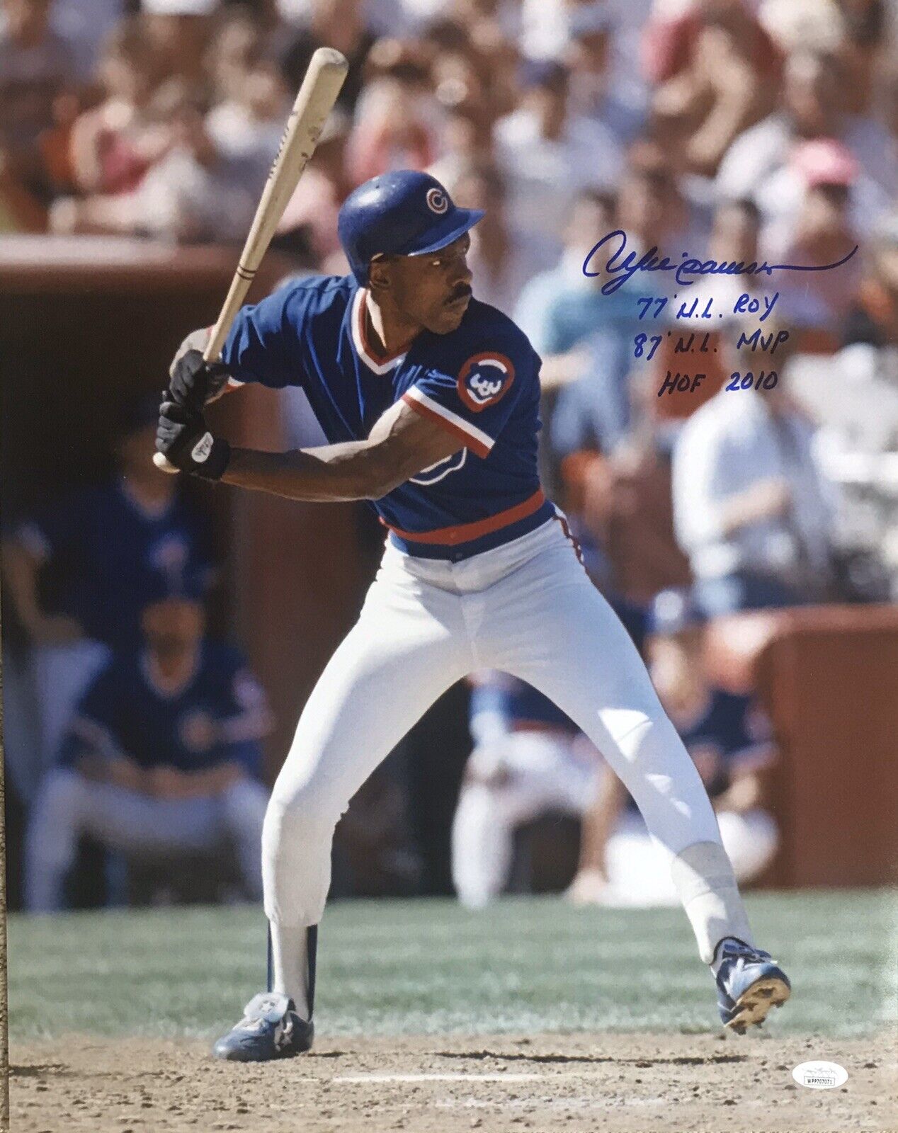 Andre Dawson Chicago Cubs Autographed 16x20 w/ 3 Inscriptions Pose #2 w/ JSA COA