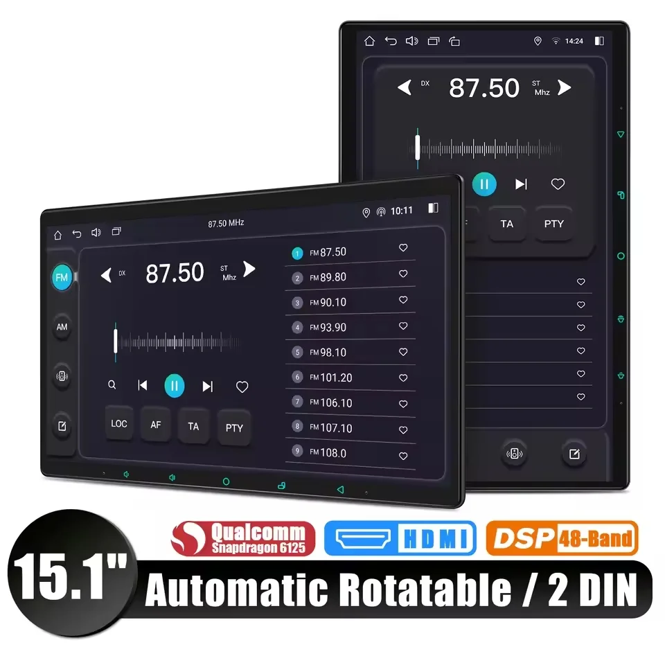 JOYING nou proiectat 10.1„11.6” 13.3"15.1” Android 12 Car Stereo universal unitate de cap cu ecran rotativ automat