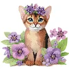 uk.everydayedeals DIY Diamond Painting Acrylic Bobble Head Decoration - Cat Purple Flower