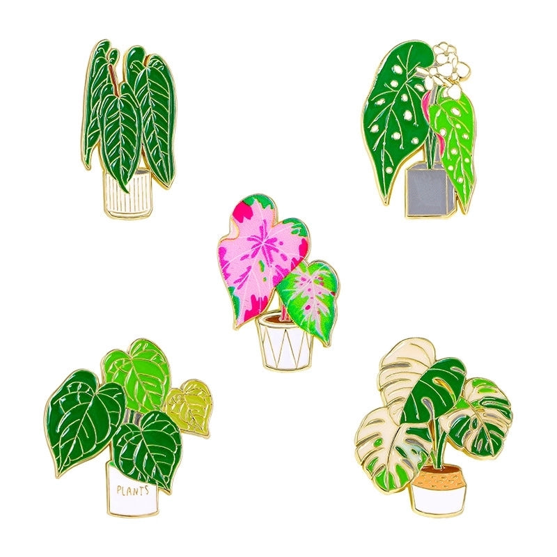 Cute Pin Leaf Flower Alloy Enamel Unisex Brooches