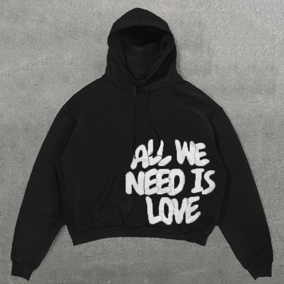 Loveciss®/ All We Need Is Love Letter Print Casual Long Sleeve Fleece-lined Hoodie （Unisex）