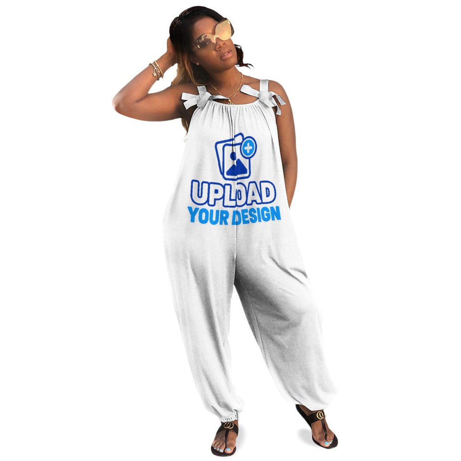 Bow-Strap Loose Jumpsuit custom print product image 9