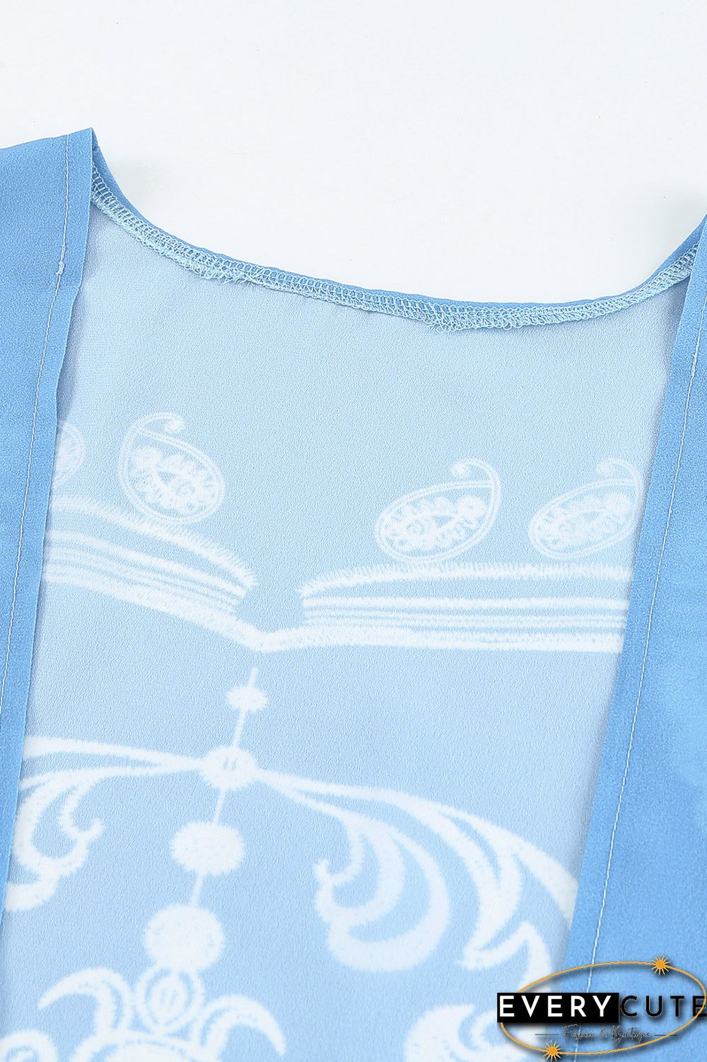 Sky Blue Retro Floral Pattern Kimono