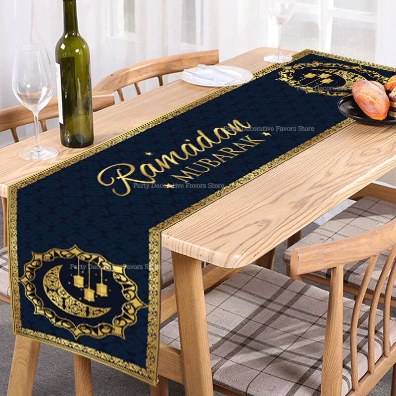 180x35cm Eid Mubarak Table Runner Ramadan Decoration For Home Islamic Muslim Party Decor Ramadan Kareem Eid Al Adha Gift