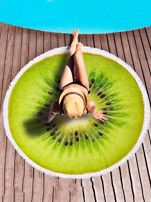 Fruit Printed Round Shape Quick-Drying Towel Beach Mat