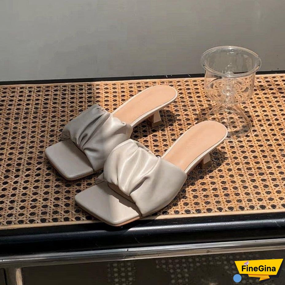 Sisilia Ruched Square Toe Slippers