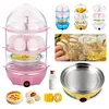 110V/220V Electric Egg Boiler 3-Layer Automatic Corn Steamer Rapid Heat Poacher