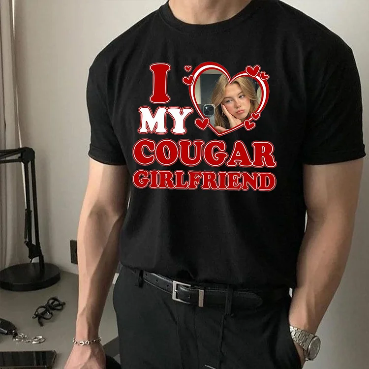 Custom Photo I Love My Girlfriend Shirt, Valentine Gift I Love My Girlfriend Custom Picture, Girlfriend Bootleg Tee Shirt, Boyfriend Shirt