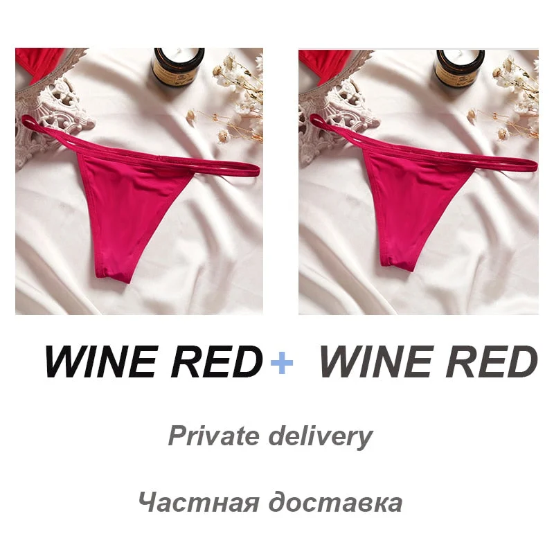 2PCS/Set Sexy Women G-String Underwear Panties Low Waist Panties Female Underpants Cotton Crotch T-back Pantys Thong Lingerie