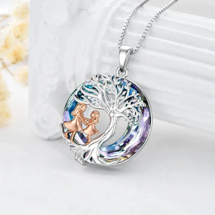 For Daughter - S925 You are My Daughter Forever Crystal Life Tree Necklace