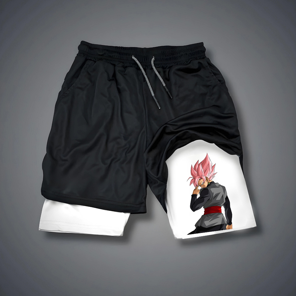 Men's Dragon Ball Anime Goku Print Double Layer Gym Shorts