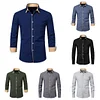  Men's New Casual Color Matching Fashion Long Sleeve Business Shirt