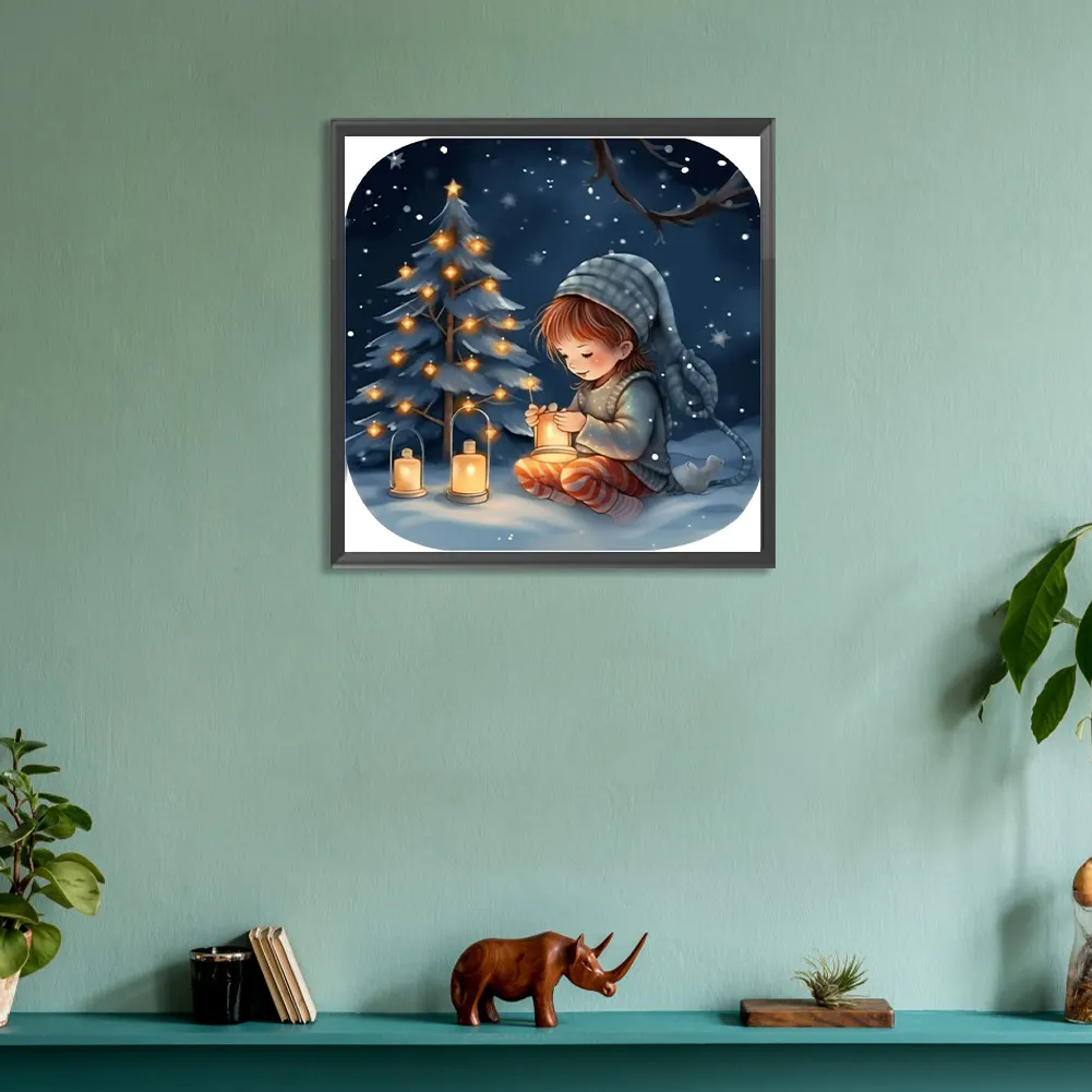 Full Round Diamond Painting 30*30cm - Snow Guard Night