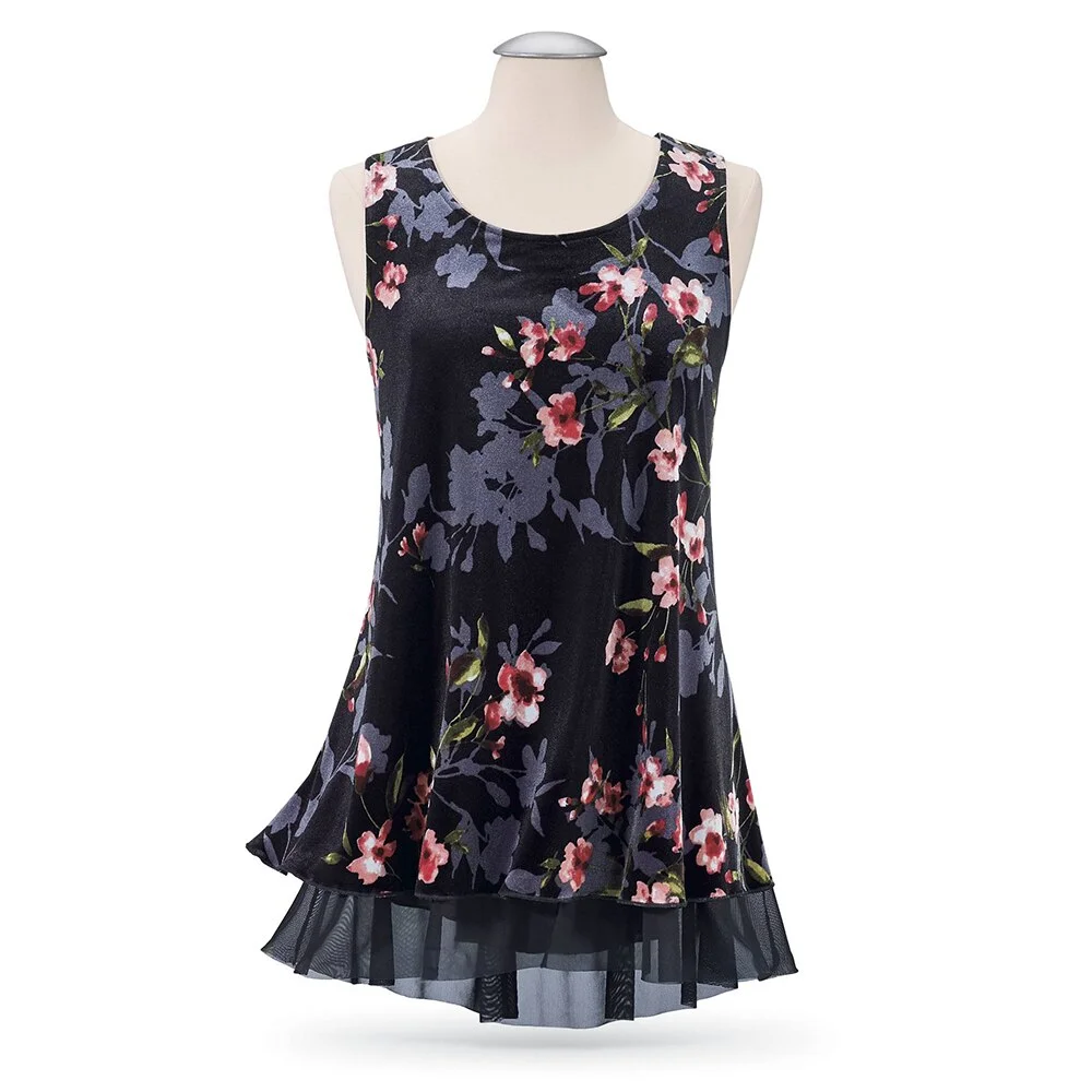 Sale  Vest O-Neck Chiffon Vintage Floral Shirt 2023 Women Blouses Sleeveless Casual Loose Summer Beach bohomian top D30