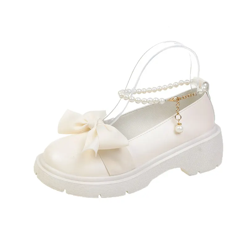 Breakj Breakj Mary Jane Shoes Women 2025 Spring And Autumn New Pearl Bow Girl Single Shoes Coarse Fairy Wind And Happy Shoes
