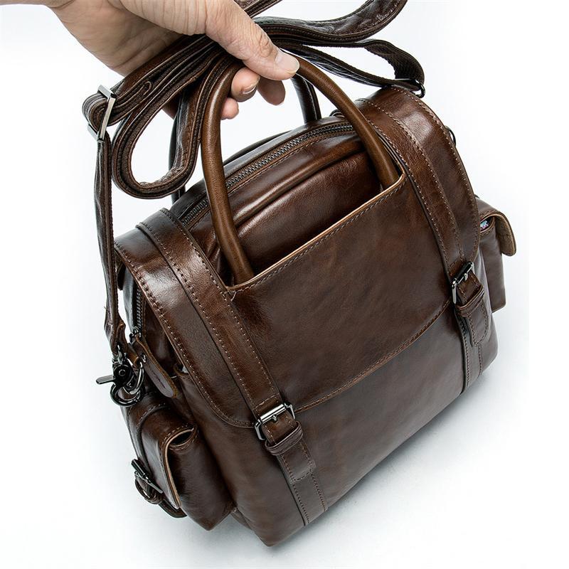 Men's Leather Backpack Retro Multifunctional Handbag