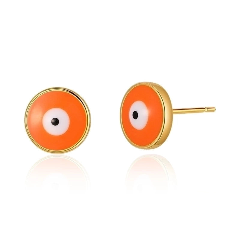 1 Pair Retro Sweet Triangle Devil’s Eye Heart Shape Enamel Plating Inlay Copper Zircon 18k Gold Plated Ear Studs