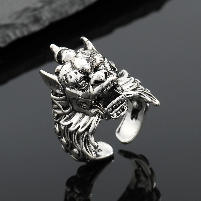 Fashion Metal Ring Retro Silver Feather Leaf Opening Alloy Ring