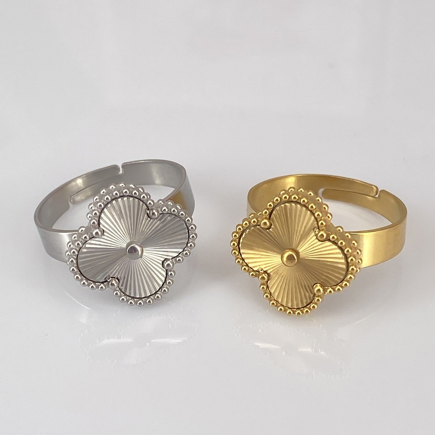 Four-Leaf Clover Double-Sided Laser Five-Flower Lucky Clover Ring Cnc Car Flower Movable Ring Open Ring