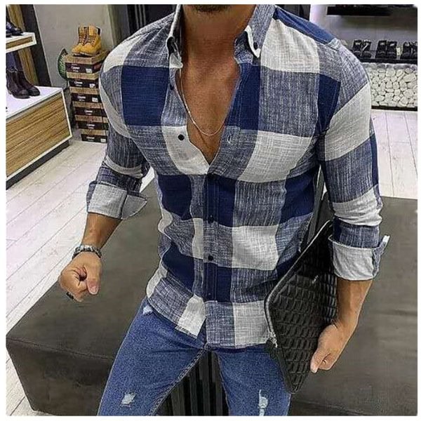 European and American New Style Plaid Large Size Long-sleeved Men's Casual Shirt Youth Trend Shirt - Life is Beautiful for You - SheChoic