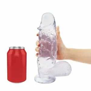 pornhint Pornhint Clear XXL Huge Thick Realistic Dildo Cock with Balls Hands Free Suction Cup