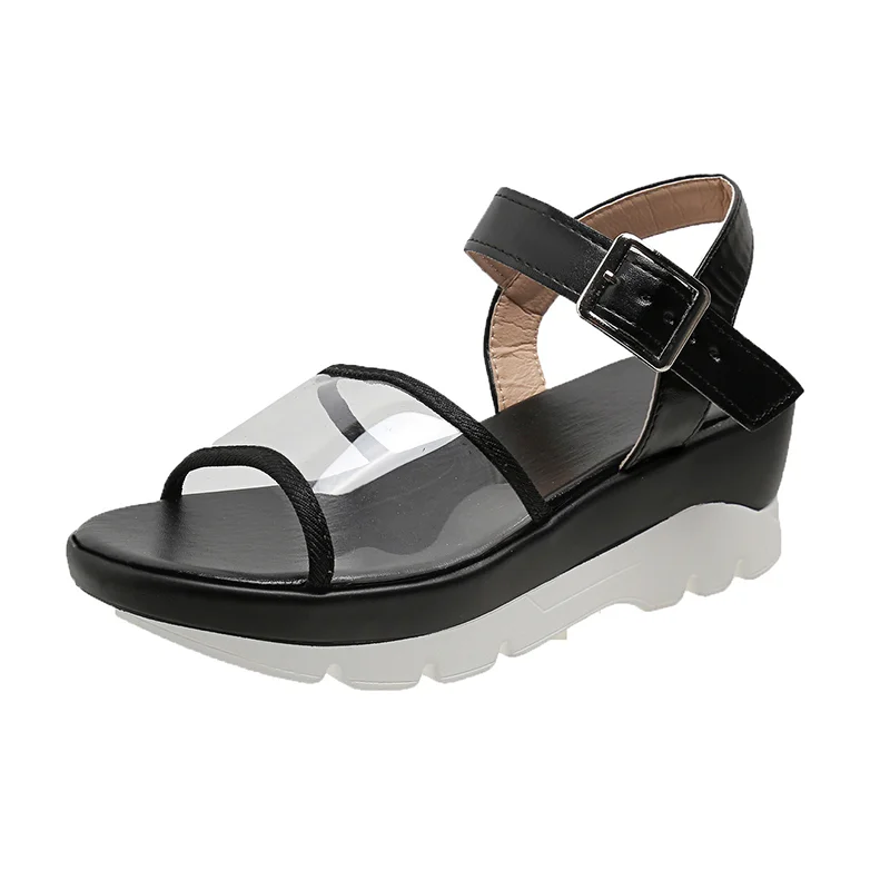 Women Sandals Summmer Buckle Shoes With PVC Transparent Design-PABIUYOU- Women's Fashion Leader