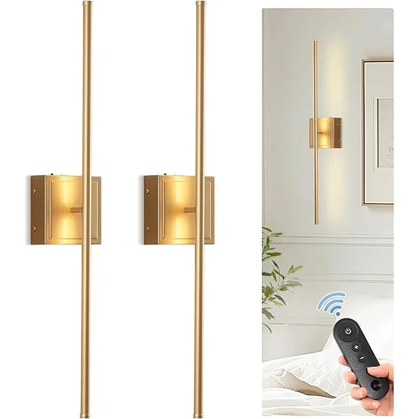 Battery Operated Wall Sconces set of 2, 6000mAh Rechargeable Wall Sconce not Hardwired, 350°Rotate Dimmable Wireless Wall Sconce with Remote, Sconce Wall Decor for Living Room, Hallway, Bedroom, Black