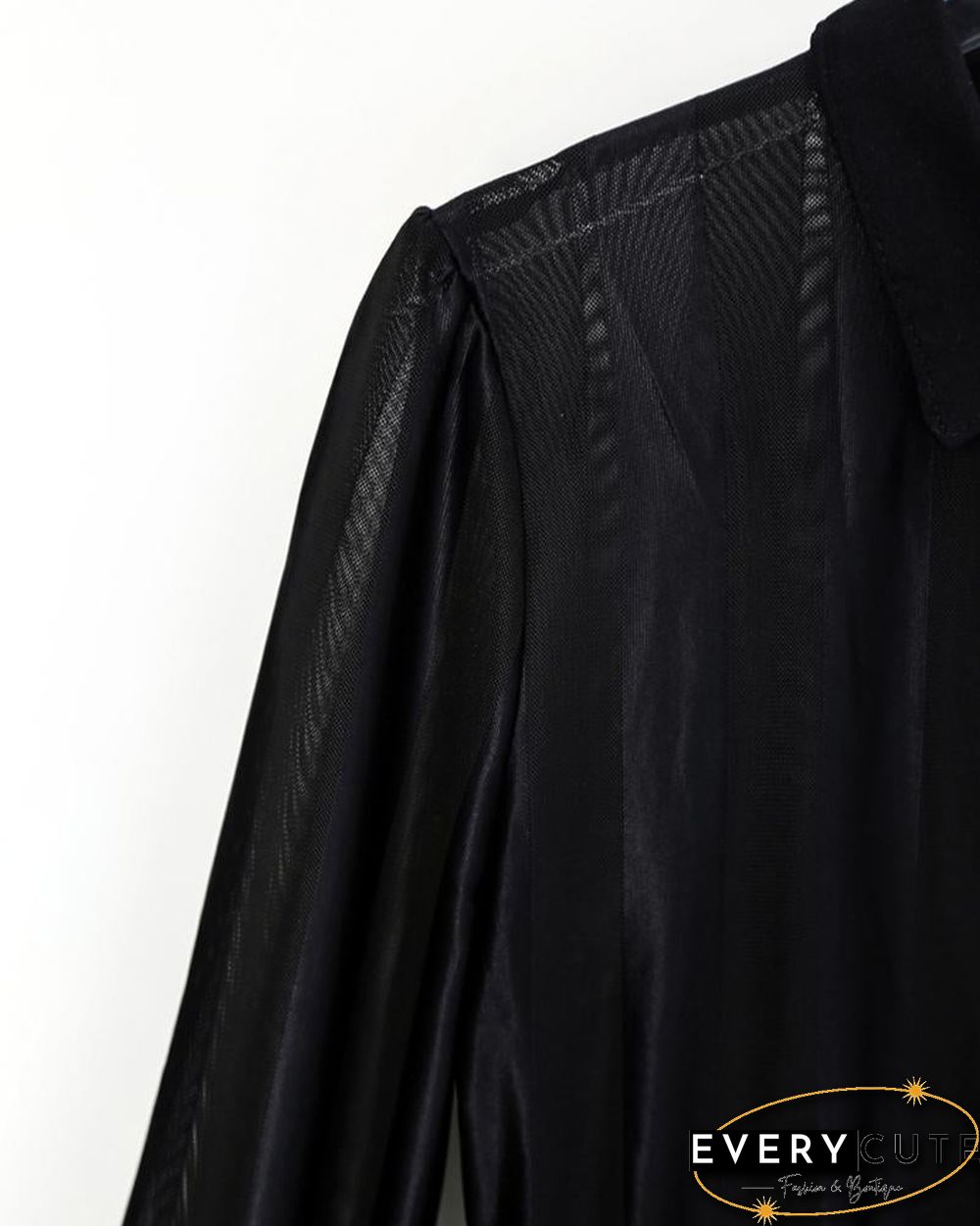 Sheer Mesh & Stripes Keyhole Front Bodycon Dress Black Dresses