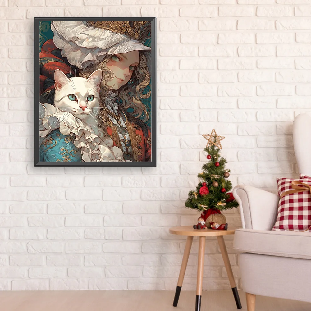 DIY Paint By Number 40*50cm - Noble Girl Holding A Cat