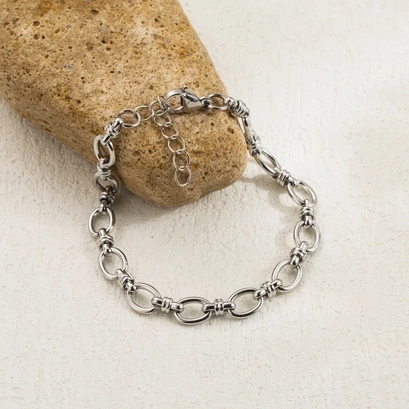 3 Pieces Minimalist Solid Color Stainless Steel Plating 18k Gold Plated Bracelets