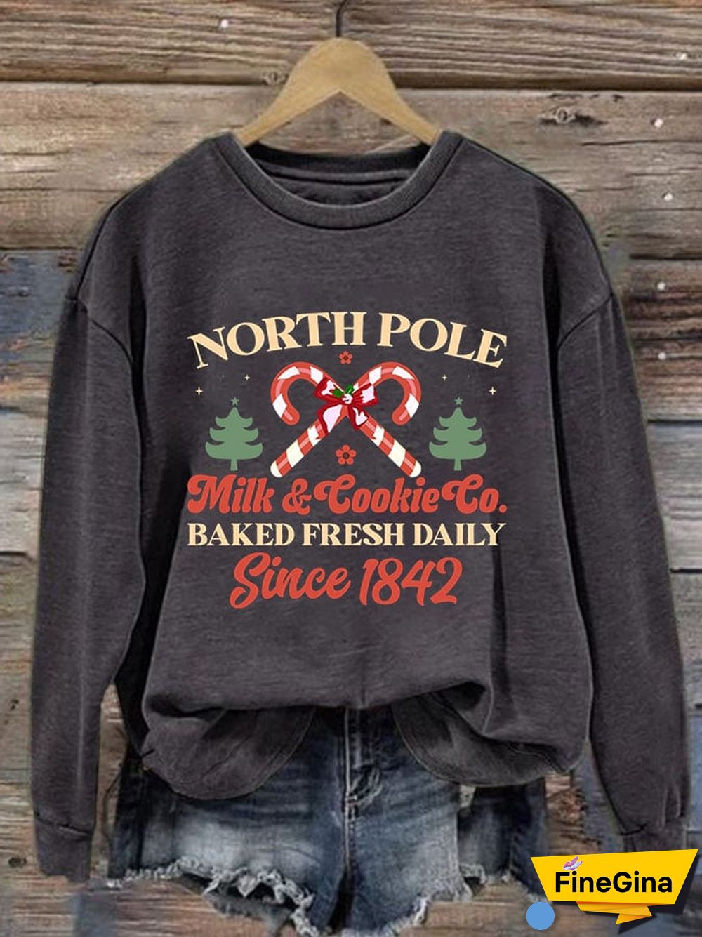 Women's North Pole Milk & Cookie Co Baked Fresh Daily Since 1842 Print Sweatshirt