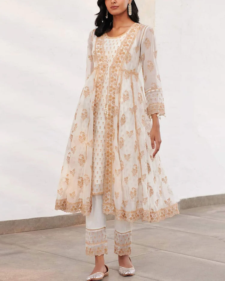 Embroidered Jacket and Pants Set 
