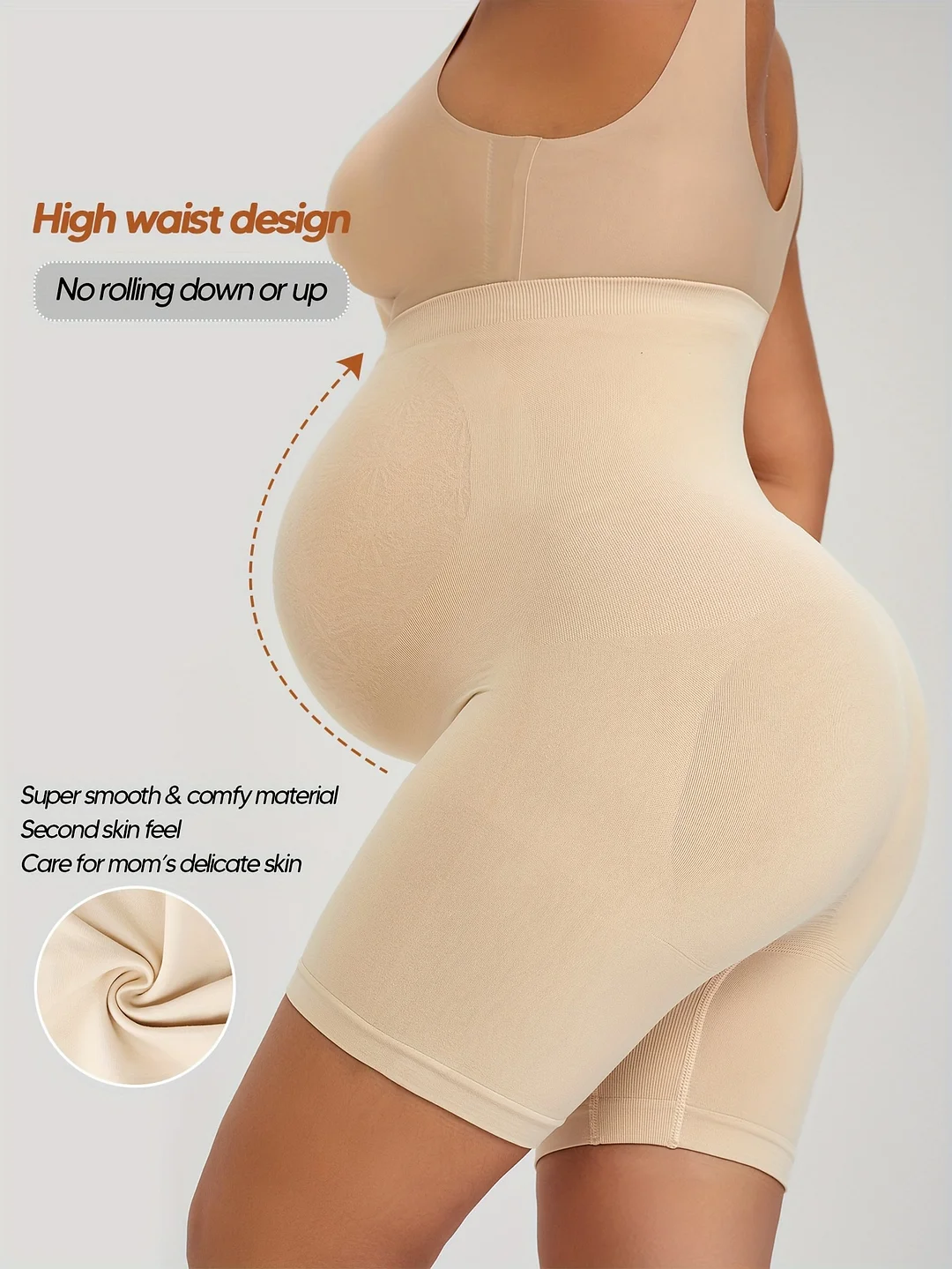 Women's Maternity Shorts, High Waist Tummy Support, Floral Print Seamless Breastfeeding Maternity Shorts, Polyamide 93% Elastane 7%, Medium Stretch Knit Fabric, All Season Casual Wear, Skinny Fit | IFYHOME