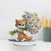 Diamond Painting Acrylic Daisy Orange Cat Desktop Diamond Painting Art Kits for Adults