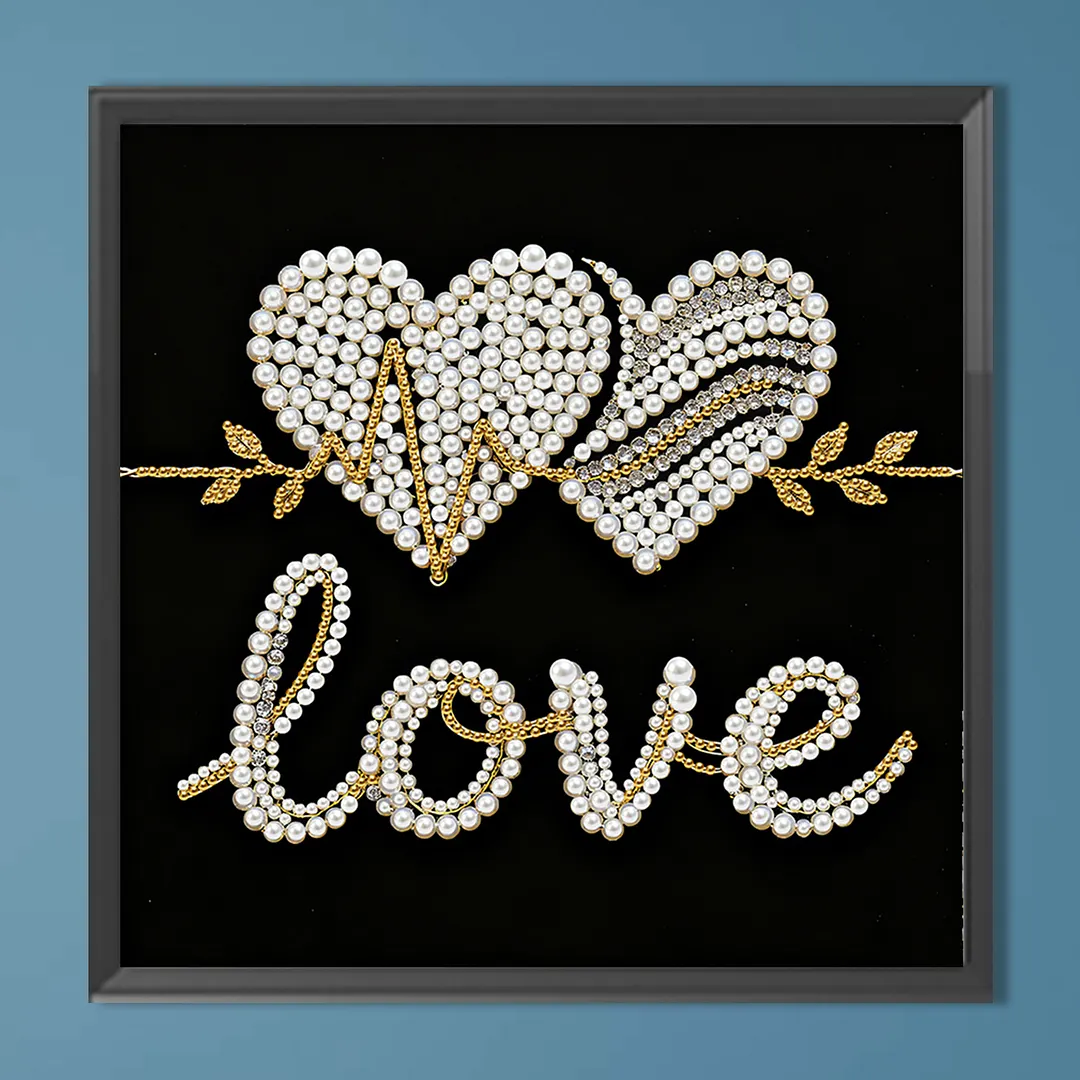 Love Self-Adhesive Frameless DIY Pearl Painting 30x30cm Canvas