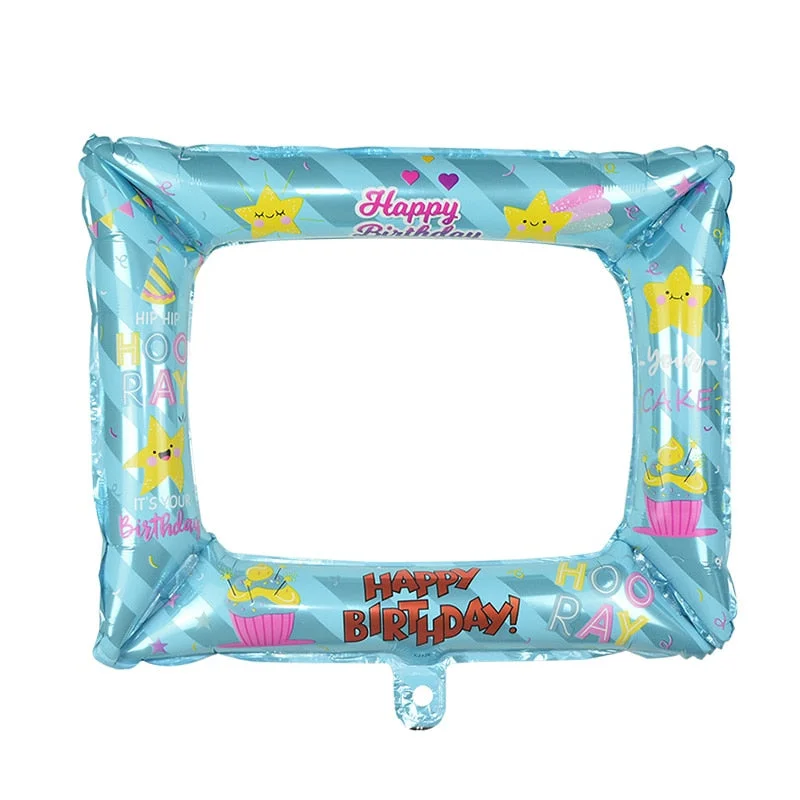 1Pcs Birthday Photo Booth Foil Balloons Happy Birthday Balloon Photo Frame Globos Photo props Birthday Party Decorations