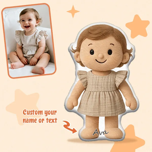 Custom Cartoon Doll Pillow &ndash; Personalized Doll That Looks Like You | Mini Me Pillow With Face & Name For Couple For Family For Kids