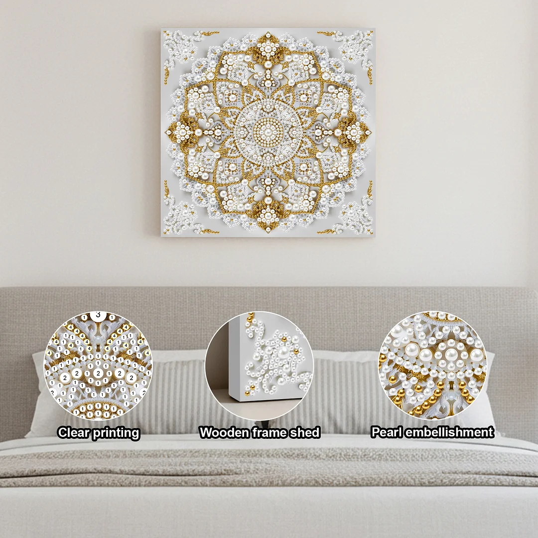 Mandala DIY Pearl Diamond Art Kit for Adults Home Decor 25x25cm With Frame