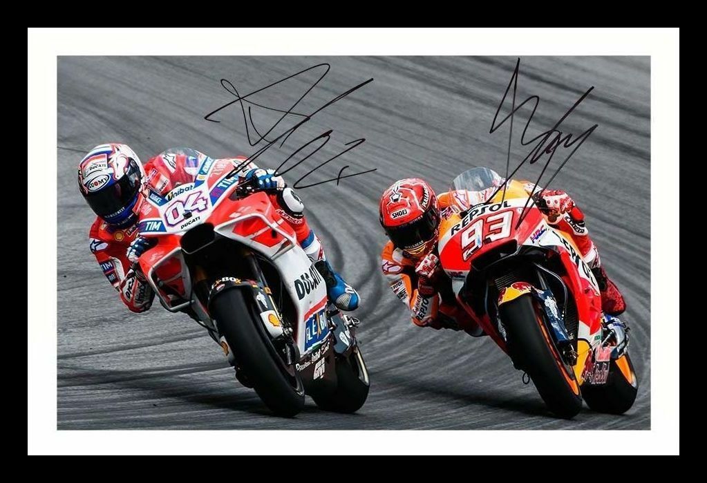 Andrea Dovizioso & Marc Marquez Autograph Signed & Framed Photo Poster painting