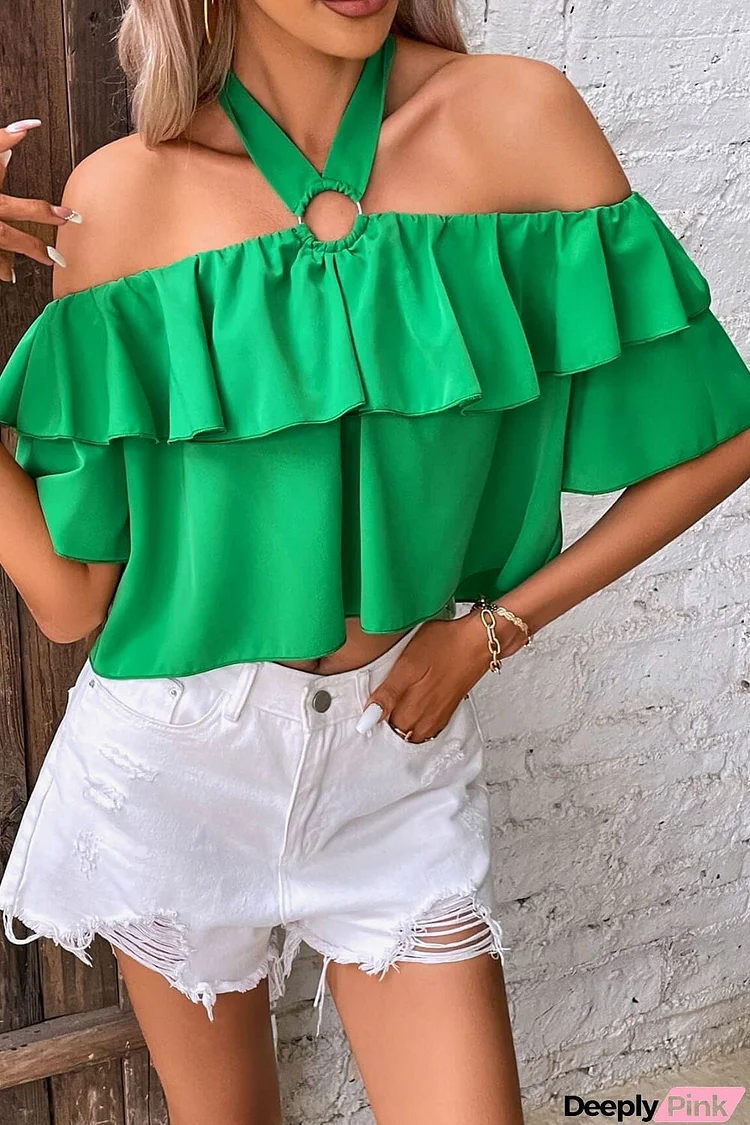 Halter Neck Ruffled Layered Blouse