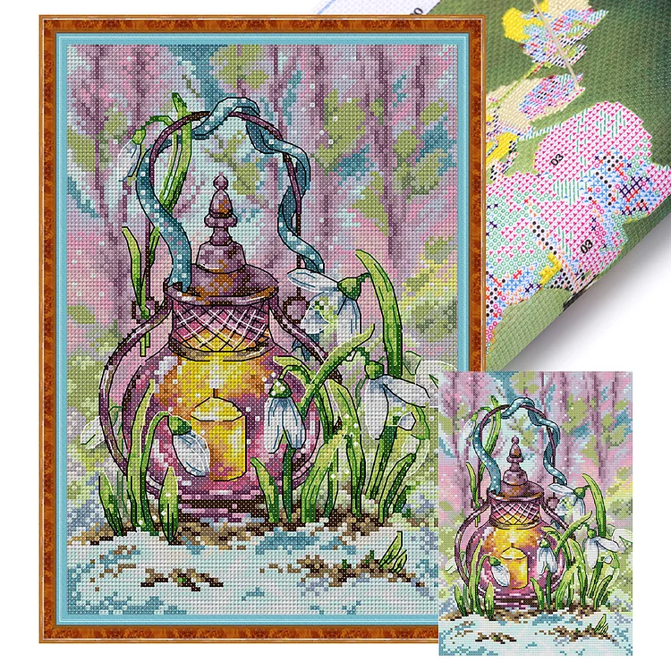 Joy Sunday-Spring Lantern 11CT (26*38CM) Stamped Cross Stitch gbfke